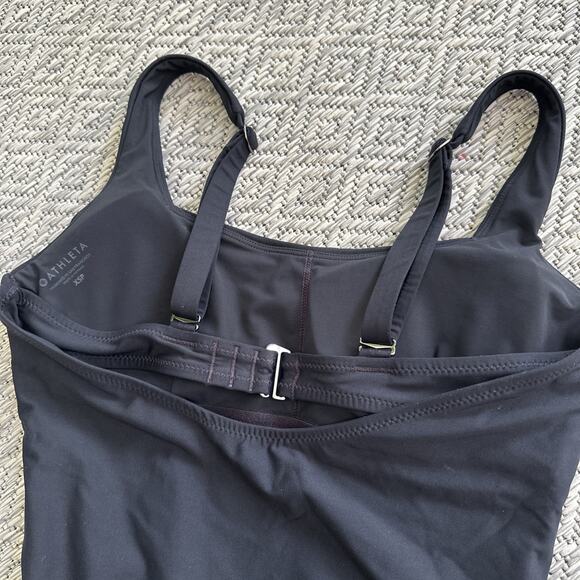 Athleta Aqualuxe Black One Piece Swimsuit Adjustable Straps Side Ruching Sz XSP - Picture 4 of 4